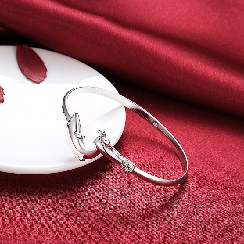 Cutesmile Fashion Jewelry 925 Sterling Silver Cute Dolphin Bangle Bracelets for Women - Image 4